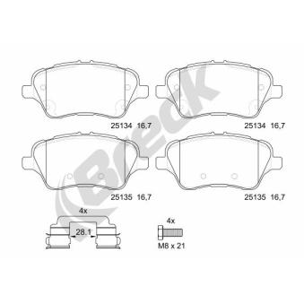Jeu de 4 plaquettes de frein avant BRECK OEM AY112K021BA