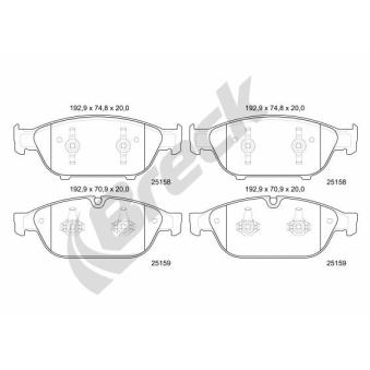Jeu de 4 plaquettes de frein avant BRECK OEM 4G0698151B