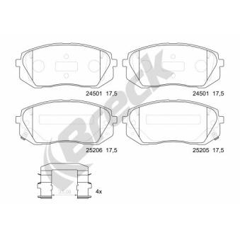 Jeu de 4 plaquettes de frein avant BRECK OEM 581013ZA06