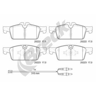 Jeu de 4 plaquettes de frein avant BRECK OEM 1610103580