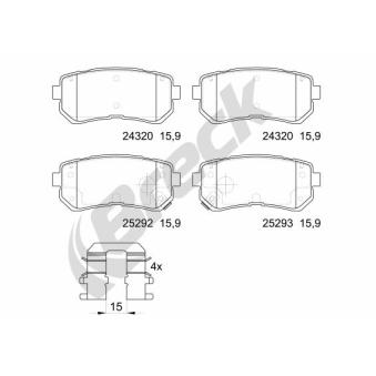 Jeu de 4 plaquettes de frein arrière BRECK OEM 583022YA70
