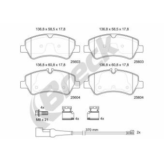 Jeu de 4 plaquettes de frein avant BRECK OEM KTNK312M008AA