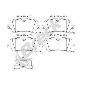 Jeu de 4 plaquettes de frein arrière BRECK OEM LR079910
