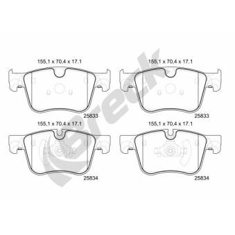 Jeu de 4 plaquettes de frein avant BRECK OEM 1612412380