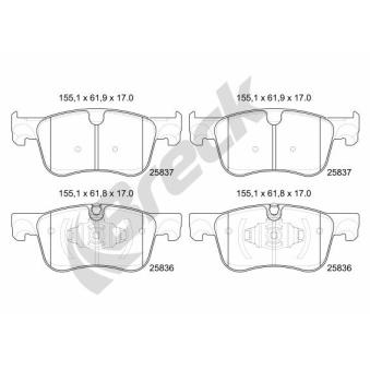 Jeu de 4 plaquettes de frein avant BRECK OEM 93488643