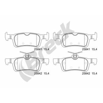 Jeu de 4 plaquettes de frein arrière BRECK OEM 1610814180