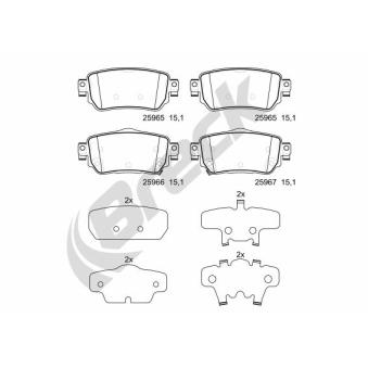 Jeu de 4 plaquettes de frein arrière BRECK OEM D40604CA0B