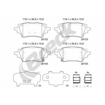 Jeu de 4 plaquettes de frein avant BRECK OEM T044660240