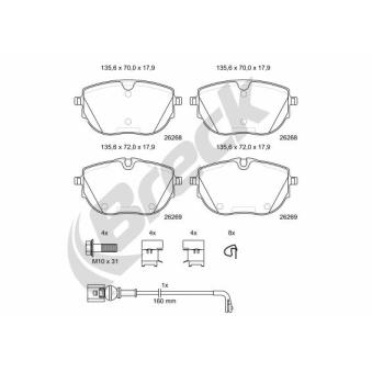 Jeu de 4 plaquettes de frein avant BRECK OEM 7la698151