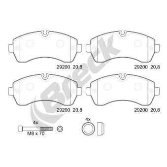 Jeu de 4 plaquettes de frein avant BRECK OEM 9064210300