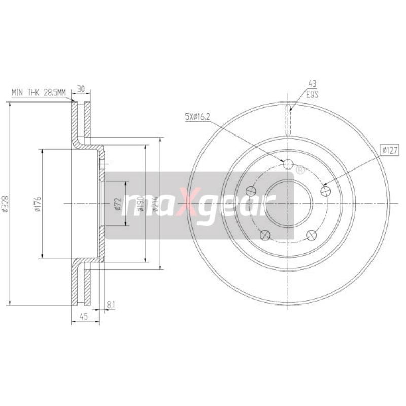 Jeu de 2 disques de frein avant MAXGEAR 19-2323 - Visuel 1