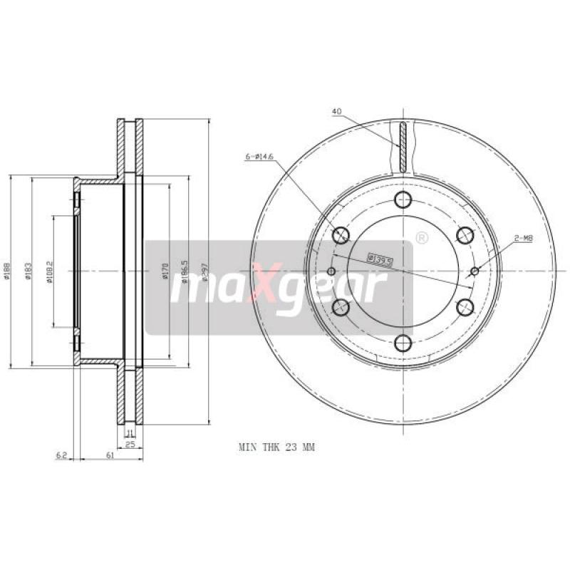 Jeu de 2 disques de frein avant MAXGEAR 19-2350 - Visuel 2