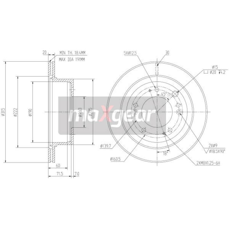 Jeu de 2 disques de frein arrière MAXGEAR 19-2372 - Visuel 2