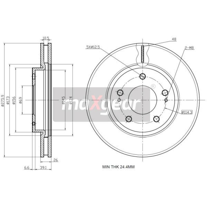 Jeu de 2 disques de frein avant MAXGEAR 19-2388 - Visuel 2