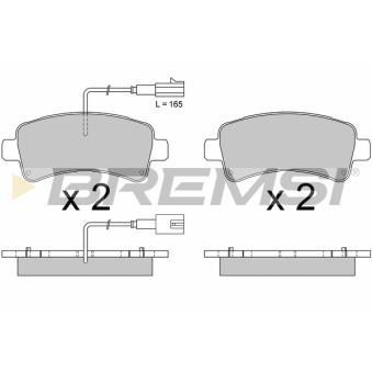 Jeu de 4 plaquettes de frein arrière BREMSI OEM 77367094
