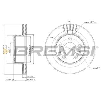 Jeu de 2 disques de frein avant BREMSI [CD6174V]