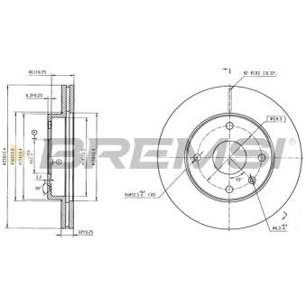 Jeu de 2 disques de frein avant BREMSI [CD6893V]