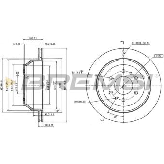 Jeu de 2 disques de frein arrière BREMSI [CD6905V]