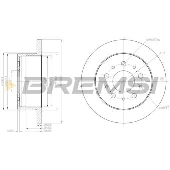 Jeu de 2 disques de frein arrière BREMSI OEM 51740245