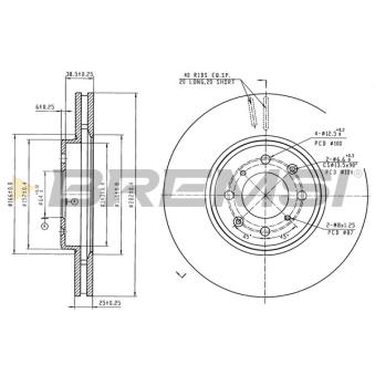 Jeu de 2 disques de frein arrière BREMSI [CD8011V]