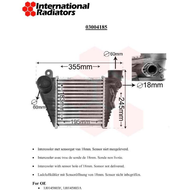 Intercooler, échangeur VAN WEZEL 03004185 - Visuel 2