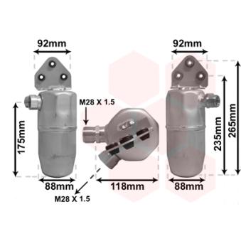 Filtre déshydratant, climatisation VAN WEZEL OEM 8D0820193 Filtre déshydratant, climatisation VAN WEZEL OEM 8D0820193