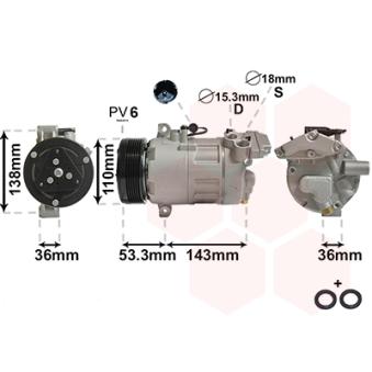 Compresseur, climatisation VAN WEZEL OEM 64526908660