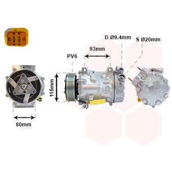 Compresseur, climatisation VAN WEZEL OEM 9676552680