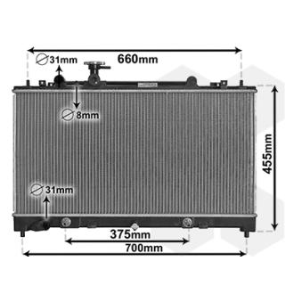 Radiateur, refroidissement du moteur VAN WEZEL 27002228 Radiateur, refroidissement du moteur VAN WEZEL 27002228