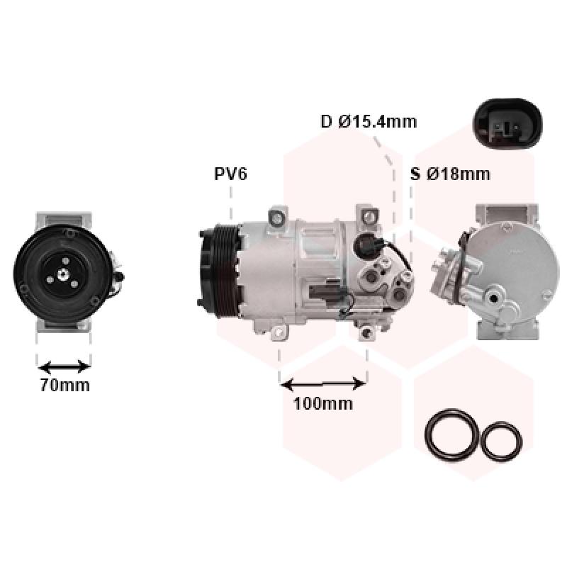 Compresseur, climatisation VAN WEZEL 3000K576 - Visuel 1
