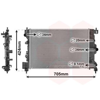 Radiateur, refroidissement du moteur VAN WEZEL 37002666