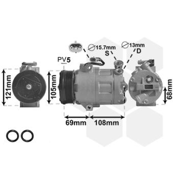 Compresseur, climatisation VAN WEZEL OEM 9174396 Compresseur, climatisation VAN WEZEL OEM 9174396