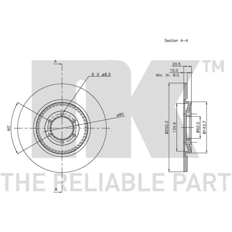 Jeu de 2 disques de frein arrière NK 201007 - Visuel 1