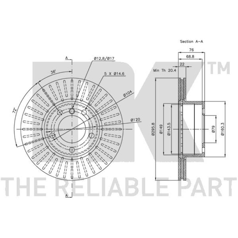 Jeu de 2 disques de frein avant NK 201536 - Visuel 2