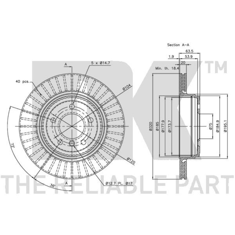 Jeu de 2 disques de frein arrière NK 201561 - Visuel 2
