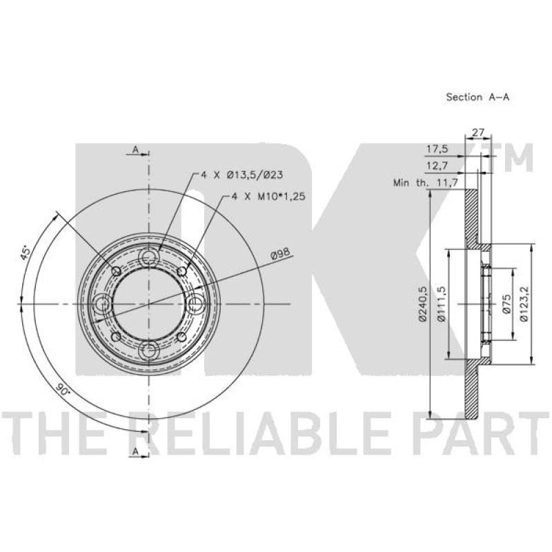 Jeu de 2 disques de frein avant NK 201811 - Visuel 1