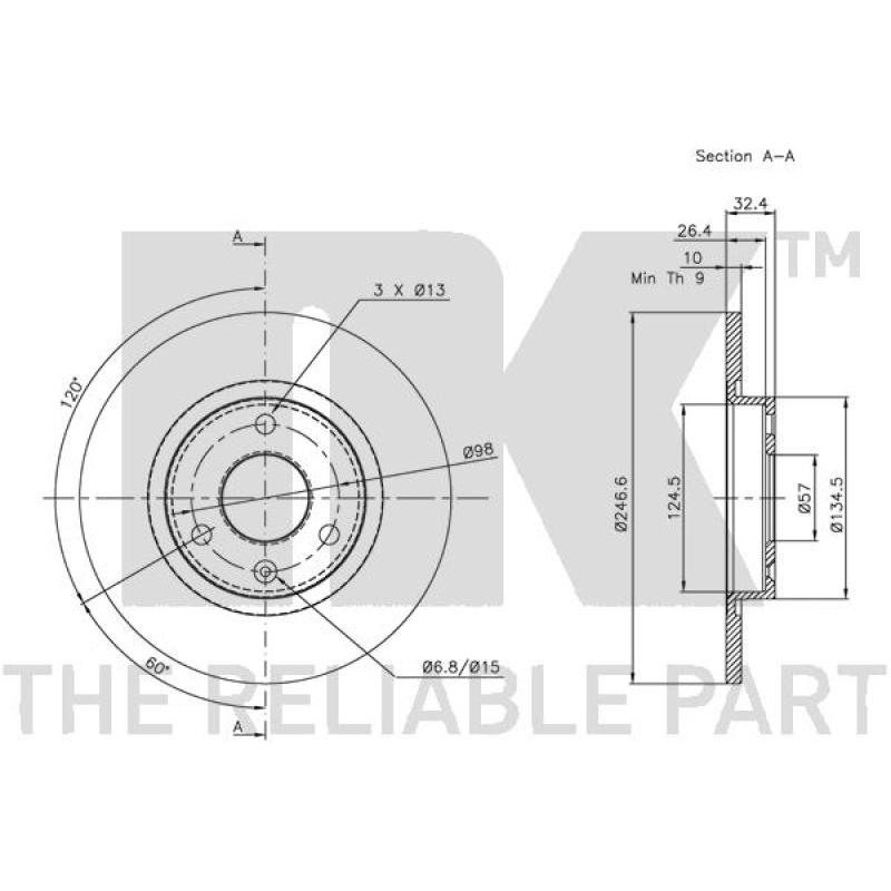Jeu de 2 disques de frein avant NK 201921 - Visuel 2