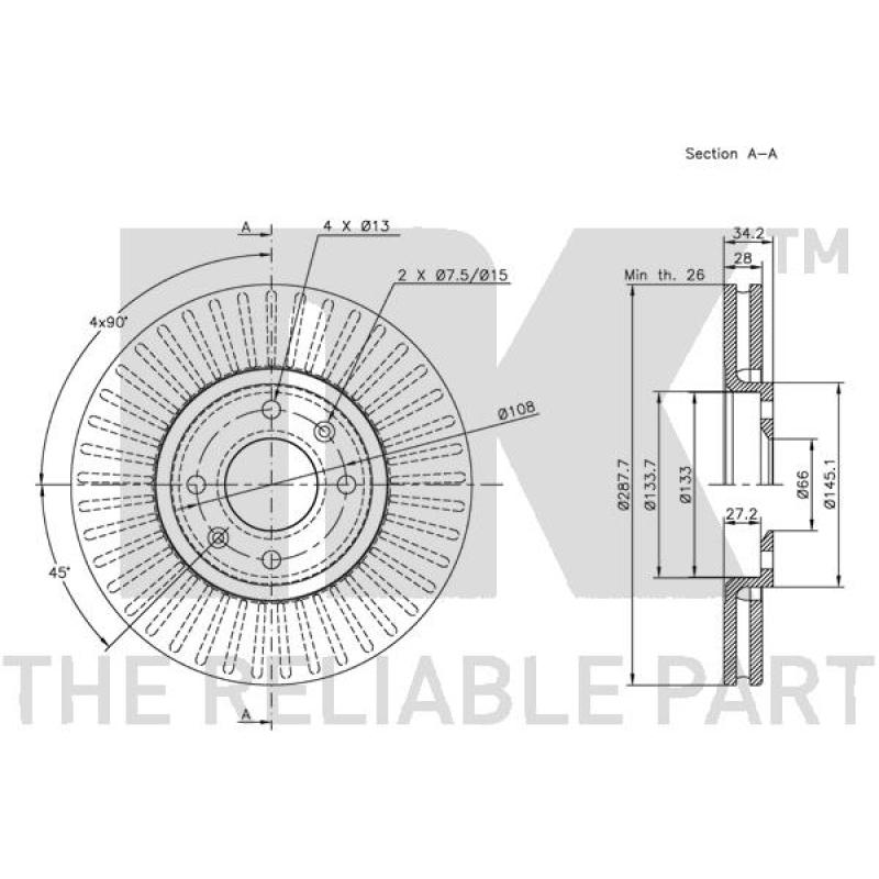 Jeu de 2 disques de frein avant NK 201928 - Visuel 2