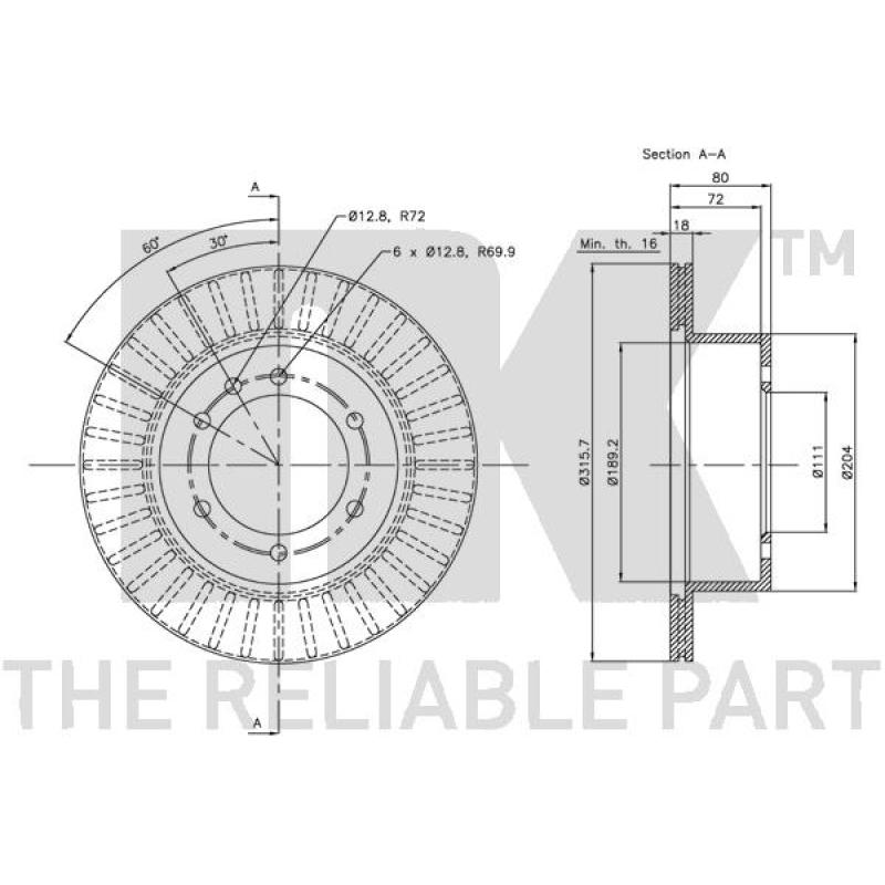 Jeu de 2 disques de frein arrière NK 202255 - Visuel 2