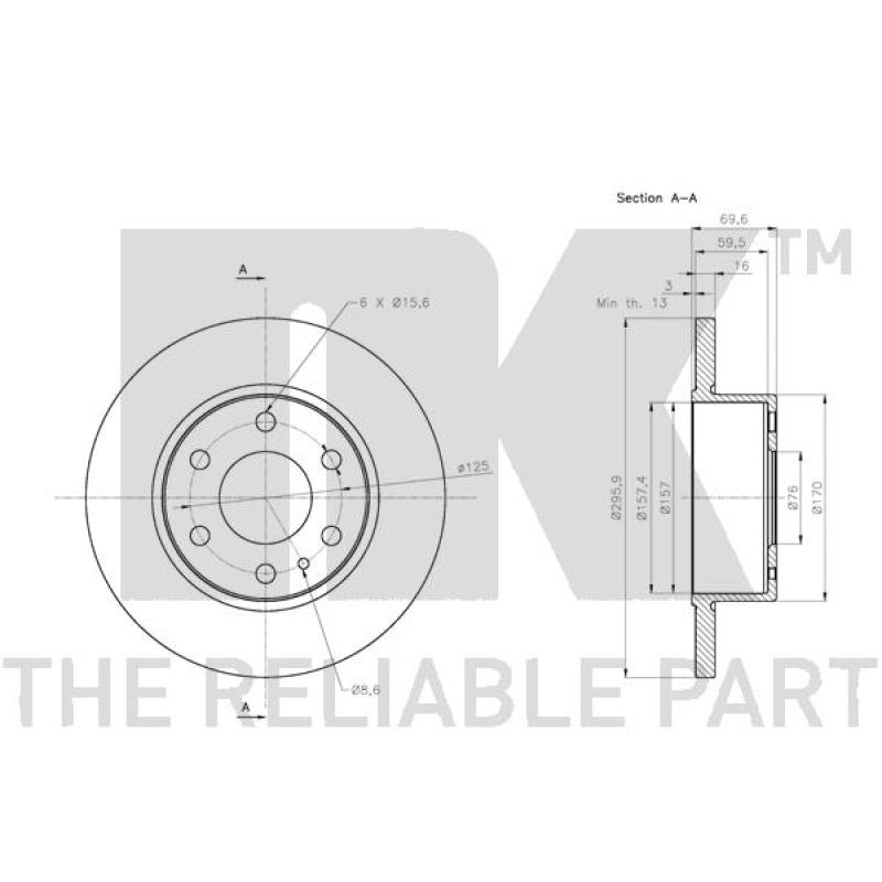 Jeu de 2 disques de frein arrière NK 202360 - Visuel 2