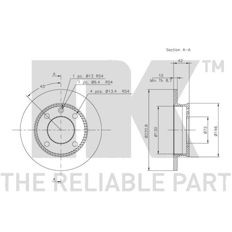 Jeu de 2 disques de frein avant NK 202510 - Visuel 2