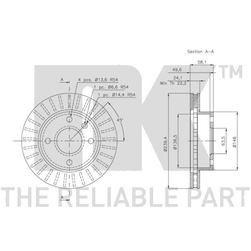 Jeu de 2 disques de frein avant NK 202514 - Visuel 2