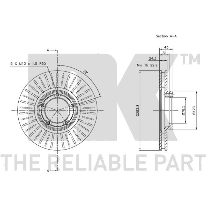 Jeu de 2 disques de frein avant NK 202531 - Visuel 2