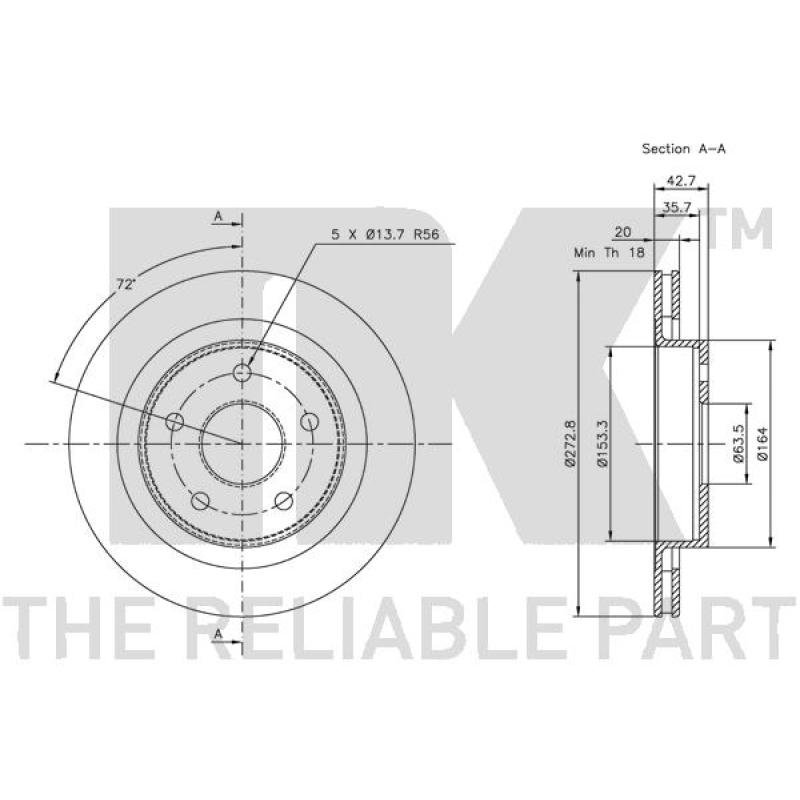 Jeu de 2 disques de frein arrière NK 202539 - Visuel 1