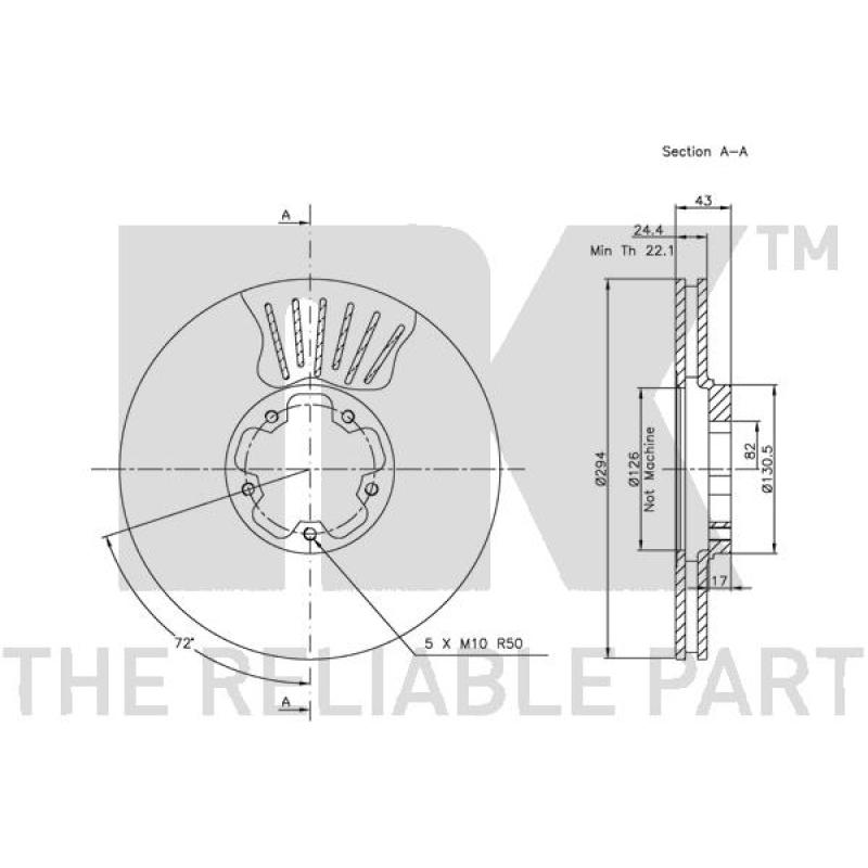 Jeu de 2 disques de frein avant NK 202544 - Visuel 2