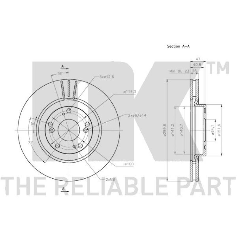 Jeu de 2 disques de frein avant NK 202654 - Visuel 2