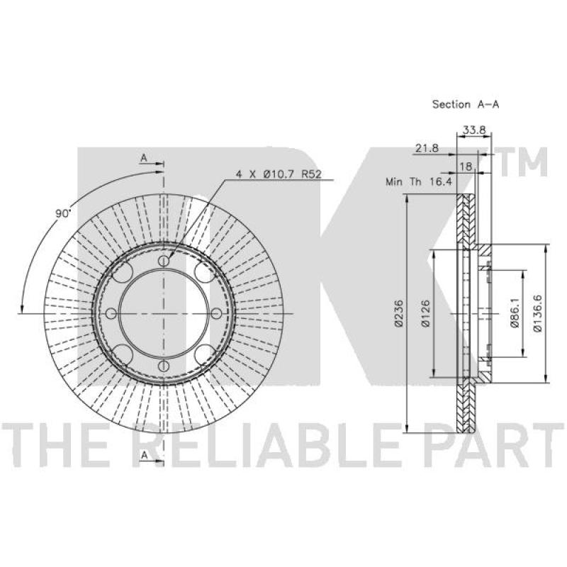 Jeu de 2 disques de frein avant NK 203011 - Visuel 2