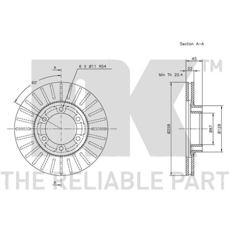 Jeu de 2 disques de frein avant NK 203019 - Visuel 2