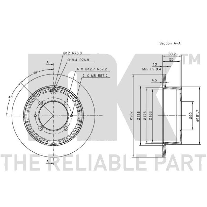 Jeu de 2 disques de frein arrière NK 203024 - Visuel 2