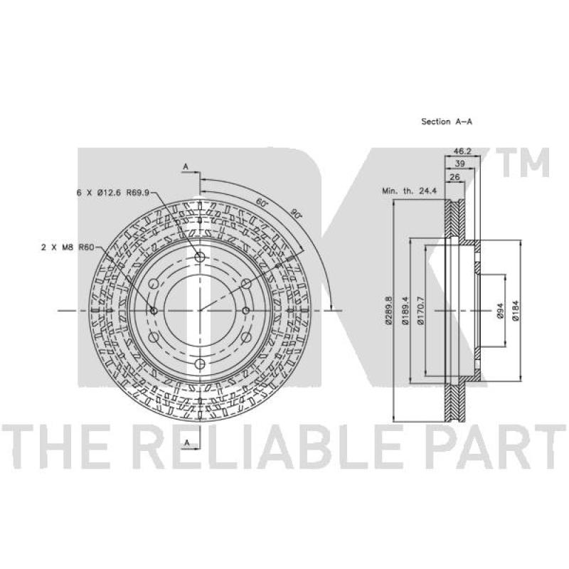 Jeu de 2 disques de frein avant NK 203033 - Visuel 2